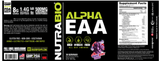 Alpha EAA 30 Servings Grape Berry Crush Supplement facts By NutraBio.